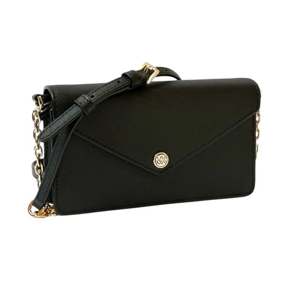 Michael‎ Kors Small Saffiano Leather Envelope Crossbody/Clutch Bag Black NWT